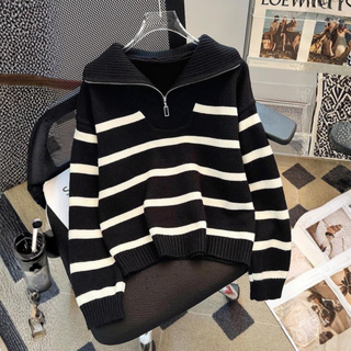 NEVAEH™ - Chic Striped Long Sleeve Collared Top