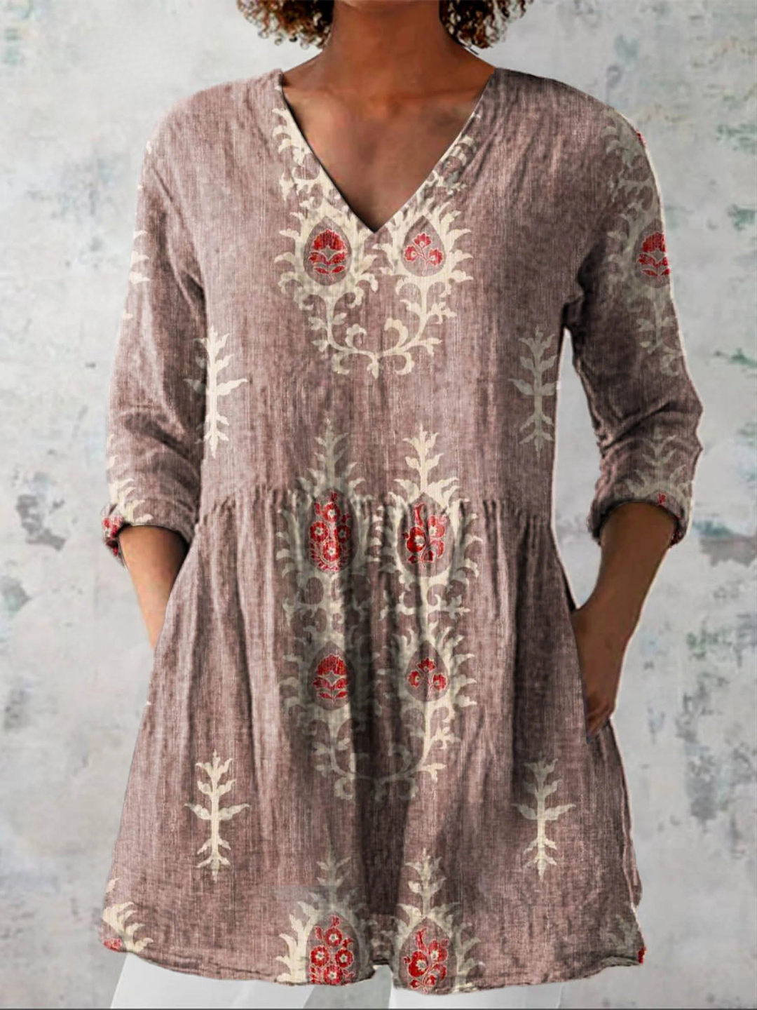 BRIGITTA™ - Long V-Neck Blouse