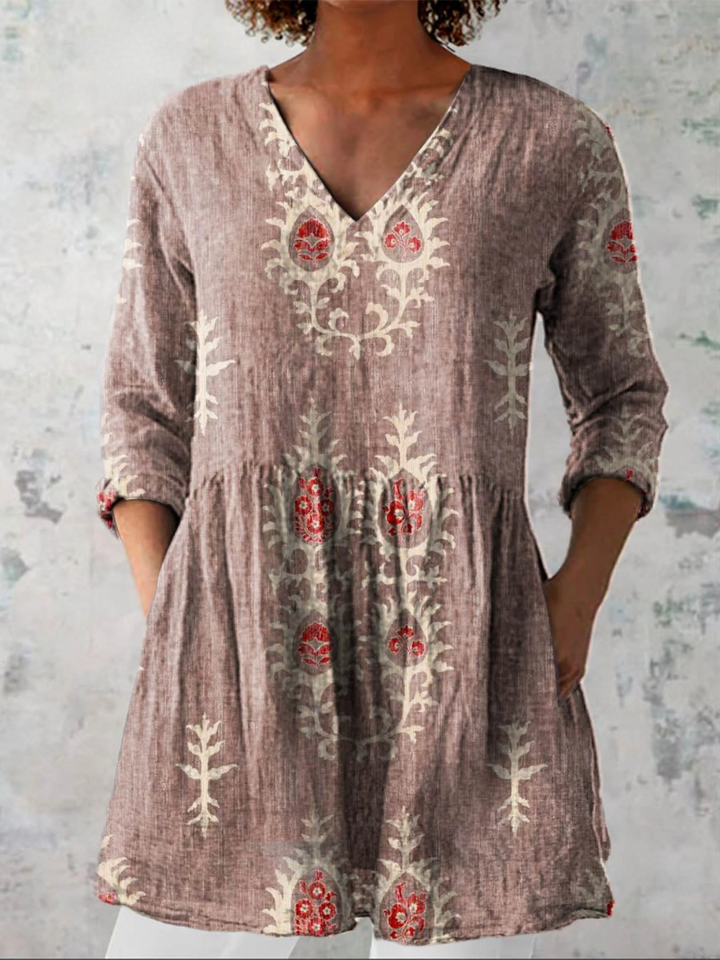 BRIGITTA™ - Long V-Neck Blouse