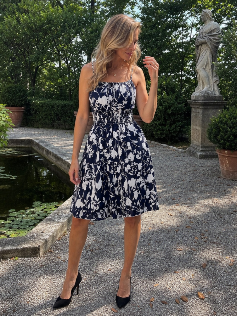 Hesper™ - Sleeveless Abstract Print Knee Length Dress