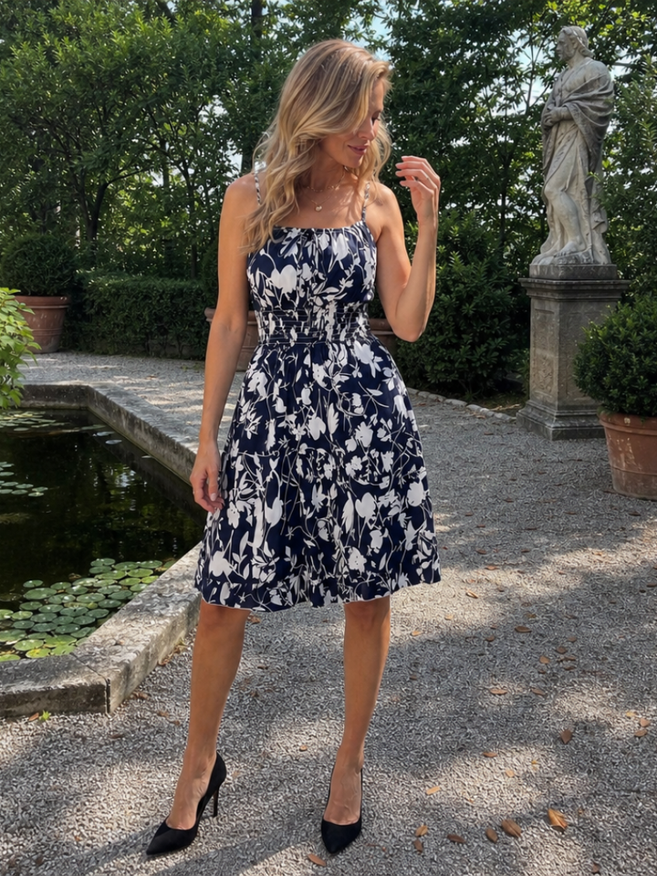 Hesper™ - Sleeveless Abstract Print Knee Length Dress