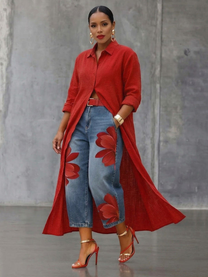 ROSALIE™ - Floral Print Wide-Leg Trousers