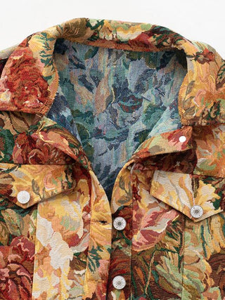 SIDA™ - Chic Floral Print Crop Long Sleeve Jacket