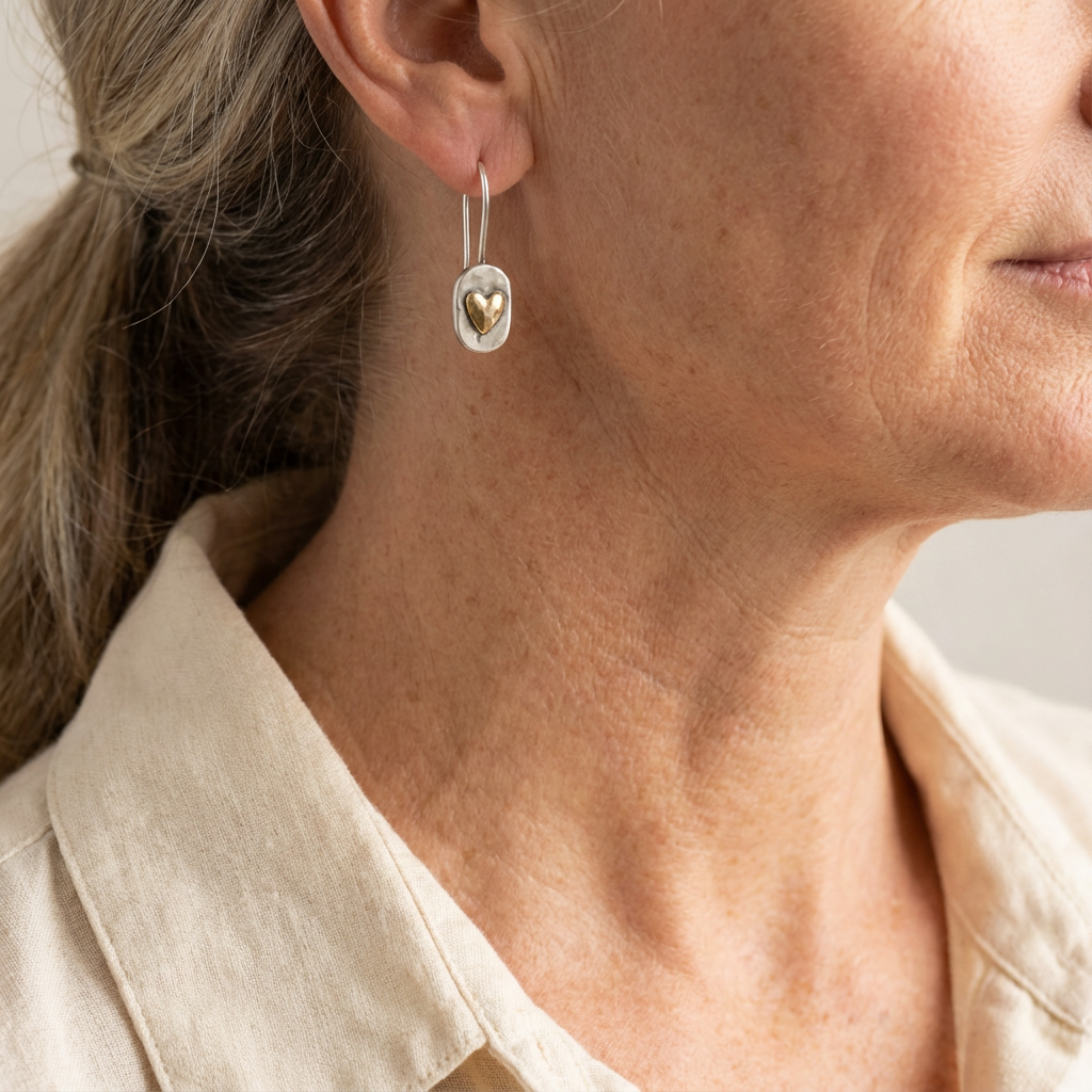 ANNELISE - Silver & Gold Heart Earrings