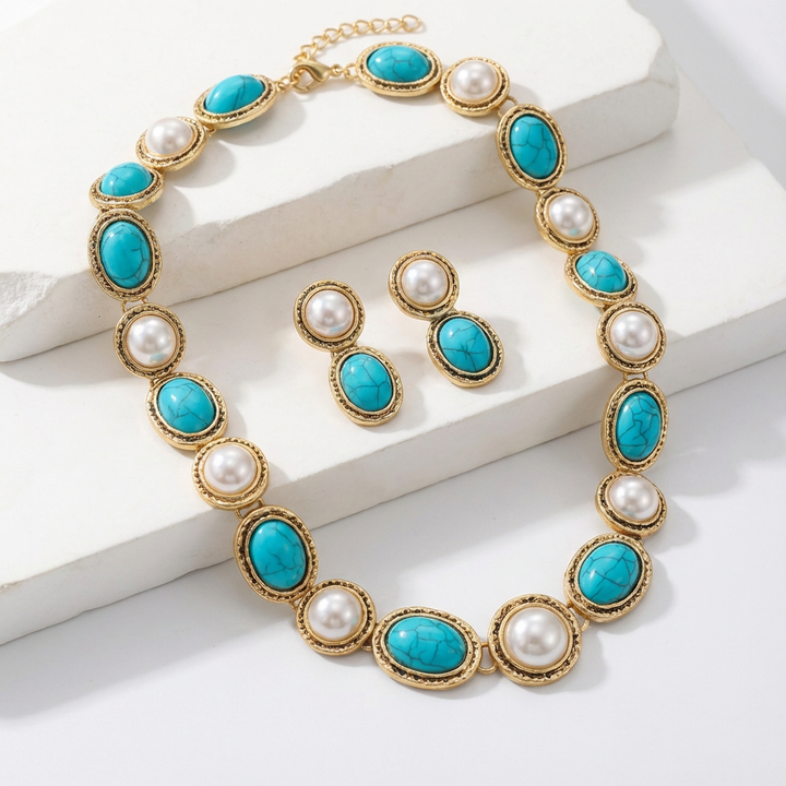 MARGAUX - Antique Turquoise Pearl Set
