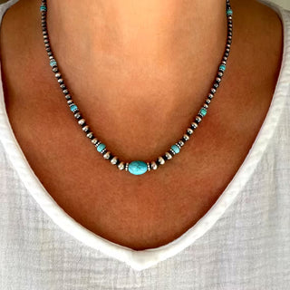 WILHELMINA - Turquoise Silver Necklace Set