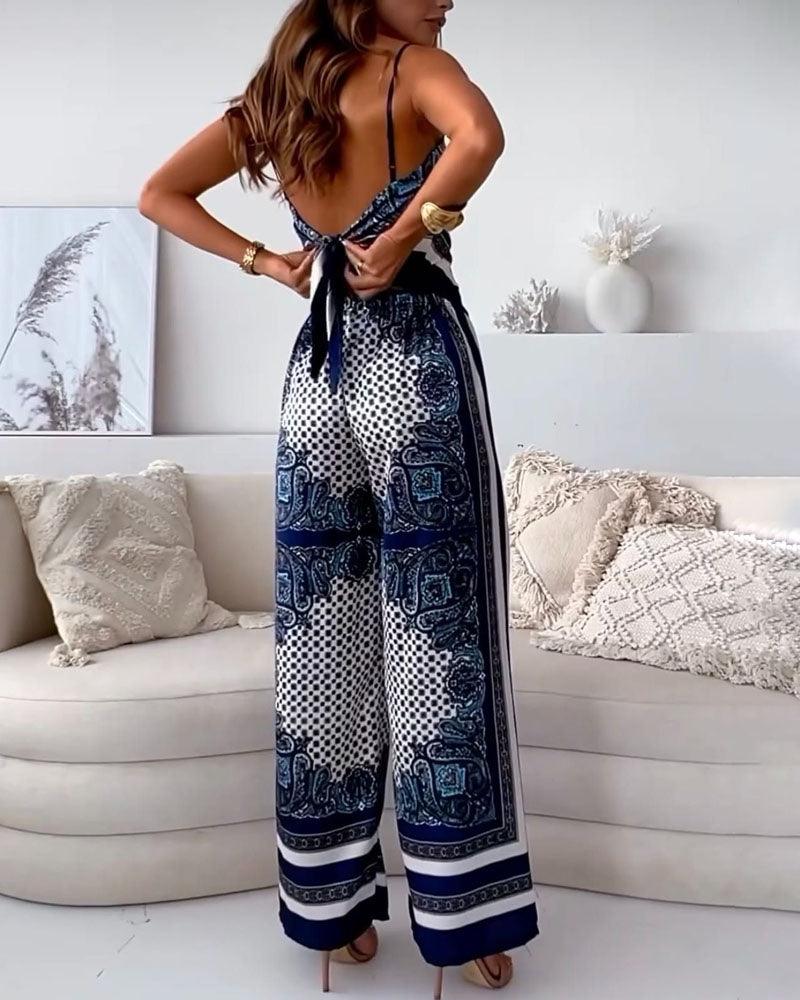 Ianthe™ - Vacation Ready Stylish Lace-Up Vest & Pants Two-Piece Set Dress