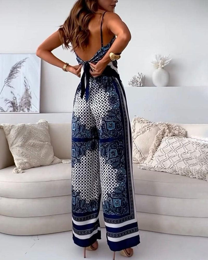 Ianthe™ - Vacation Ready Stylish Lace-Up Vest & Pants Two-Piece Set Dress