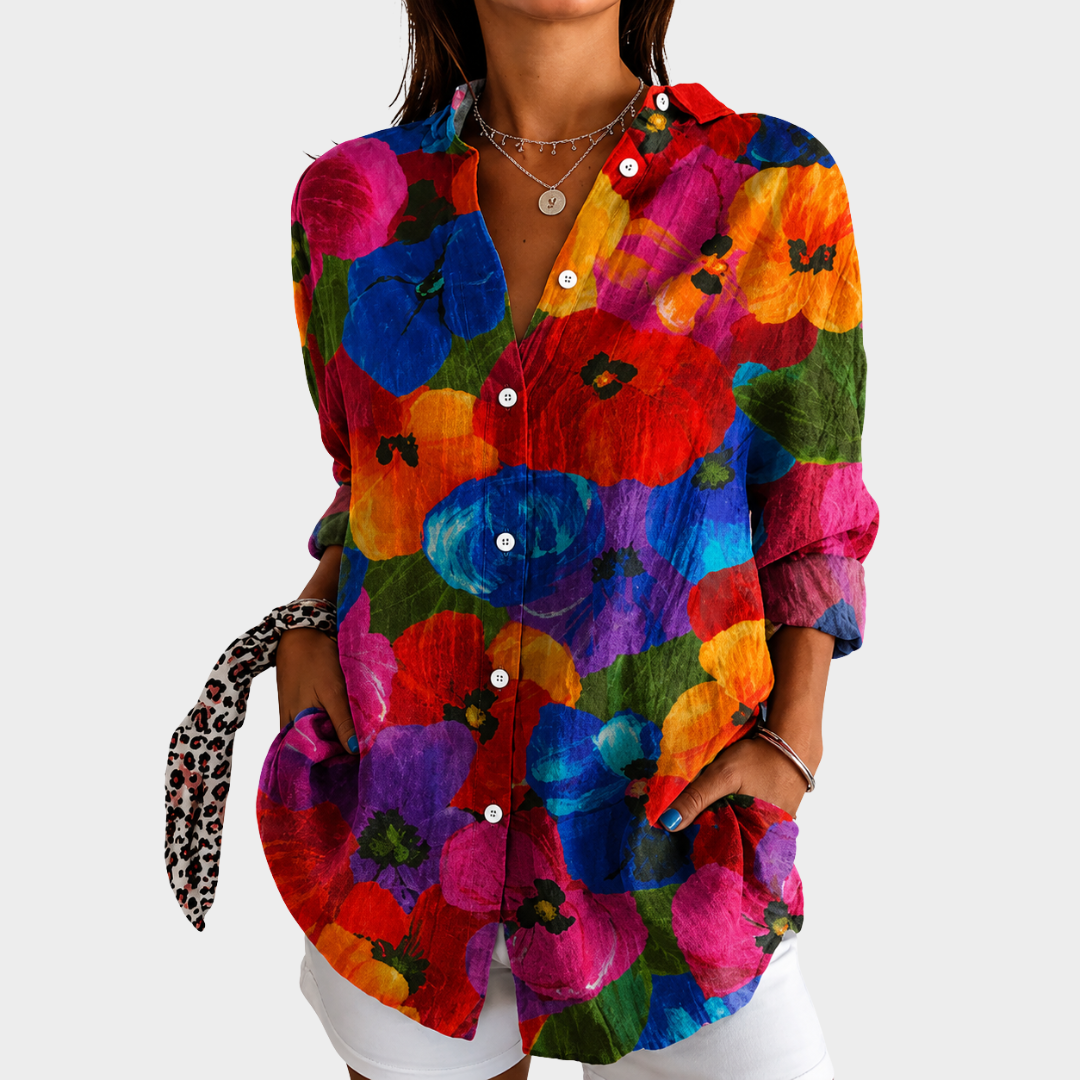 VALENTINE | Vibrant Garden Bloom Blouse