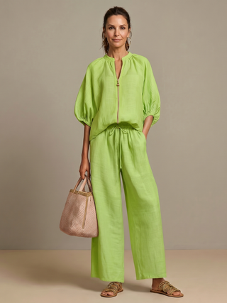 VERONA™ - Zip Blouson & Wide-Leg Pant Set