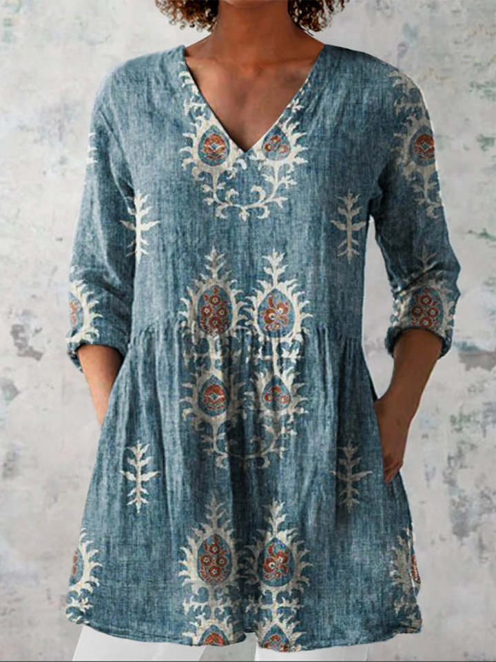 BRIGITTA™ - Long V-Neck Blouse