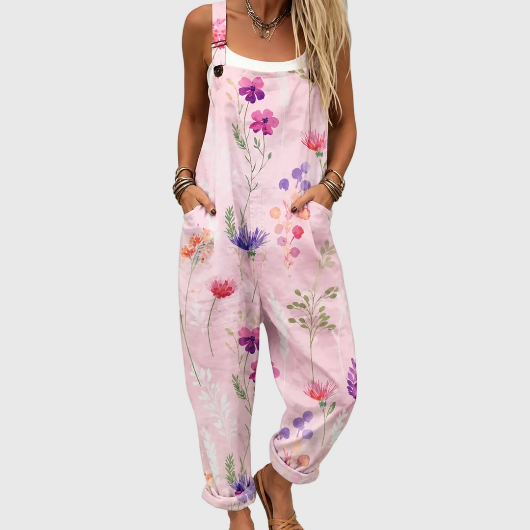WYNTER - Rose Print Wide-Leg Overalls