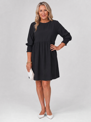 Rosalind™ - Long Sleeve Smocked Cuffs Mini Dress