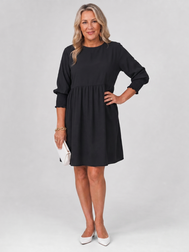 Rosalind™ - Long Sleeve Smocked Cuffs Mini Dress