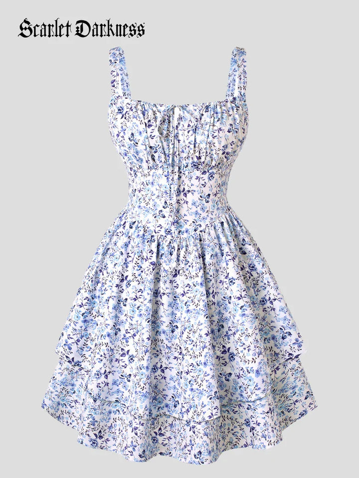BERTHE™ - Summer Floral Puffy Corset Dress