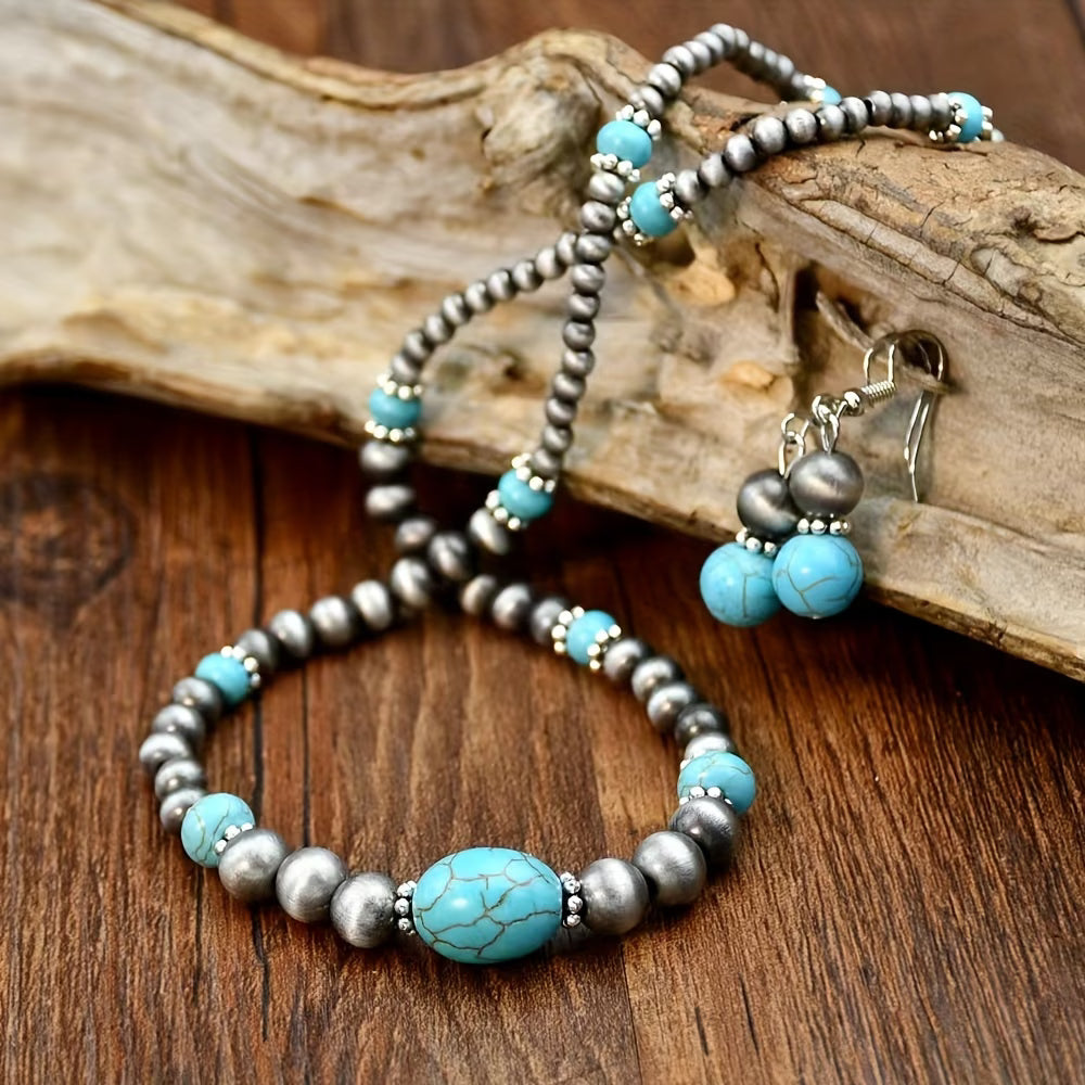 WILHELMINA - Turquoise Silver Necklace Set