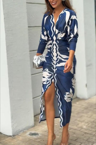 Yolanda™ - Sun Escape Unique Print Dolman Midi Dress