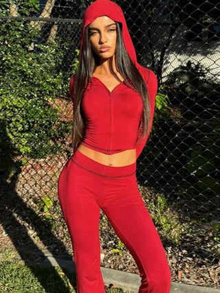LIVIA™ - Zipper Crop Top & Pants Two-Piece Set for Daily Wear