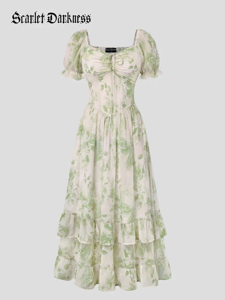 CONSTANCE™ - Off-Shoulder Double-Layer Floral Dress
