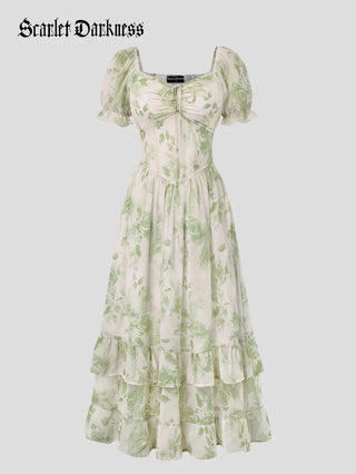 CONSTANCE™ - Off-Shoulder Double-Layer Floral Dress