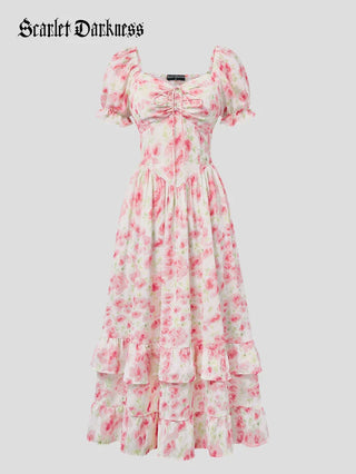 CONSTANCE™ - Off-Shoulder Double-Layer Floral Dress