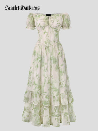 CONSTANCE™ - Off-Shoulder Double-Layer Floral Dress
