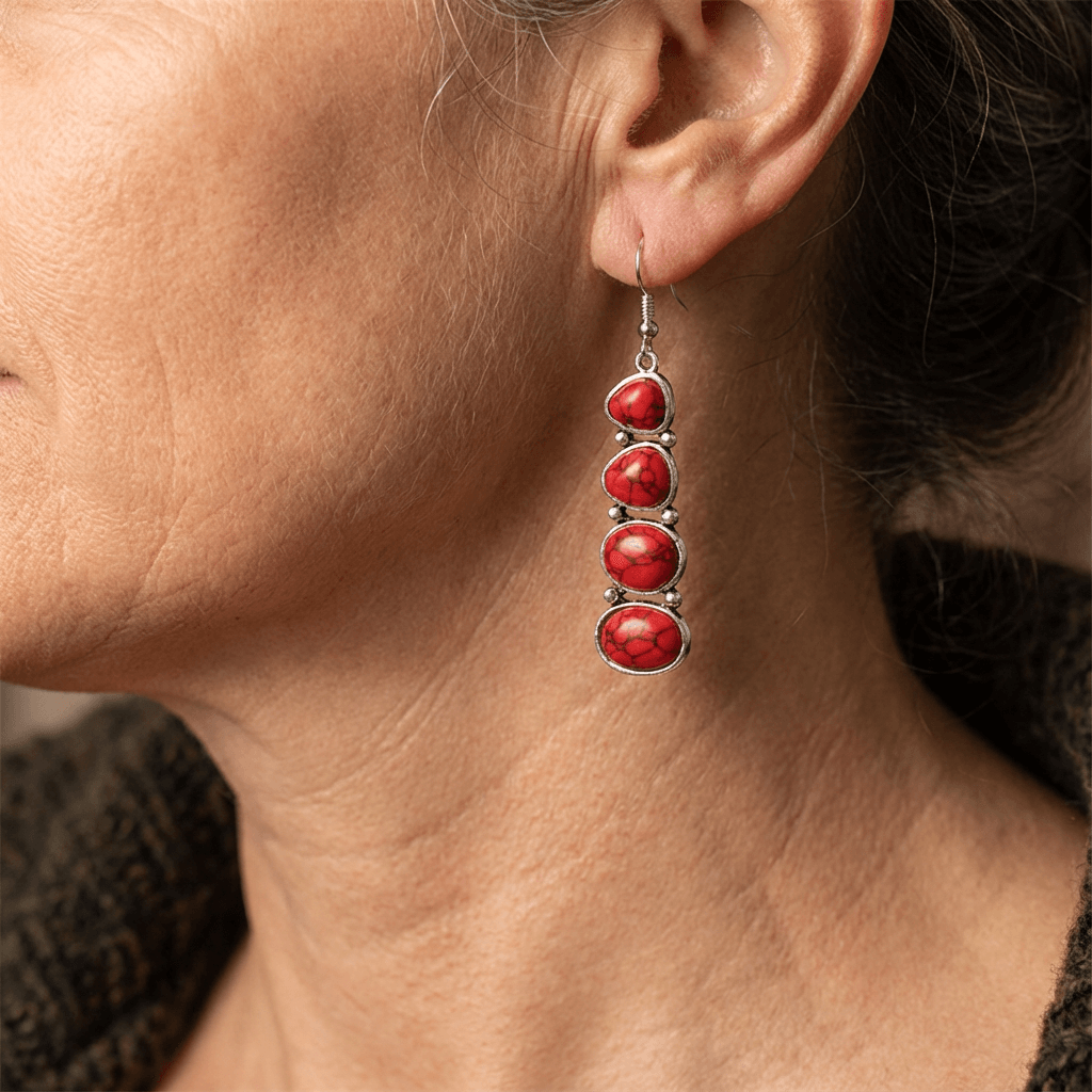 MARJOLAINE - Turquoise Statement Drop Earrings