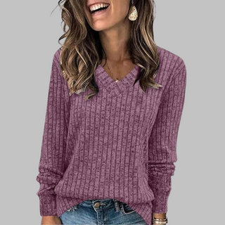 KASHA™ - Casual V-Neck Long Sleeve Sweater