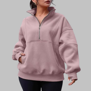 PSALM™ - Comfy Collar Half Zip Oversized Long Sleeve Sweatshirt