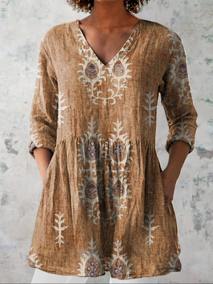 BRIGITTA™ - Long V-Neck Blouse