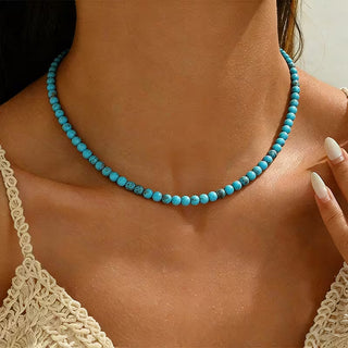 DELPHINE - Classic Turquoise Bead Necklace