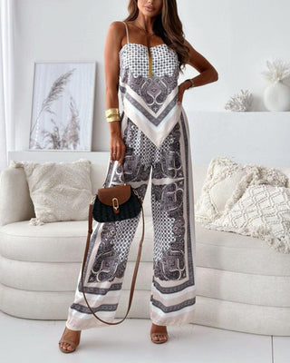 Ianthe™ - Vacation Ready Stylish Lace-Up Vest & Pants Two-Piece Set Dress