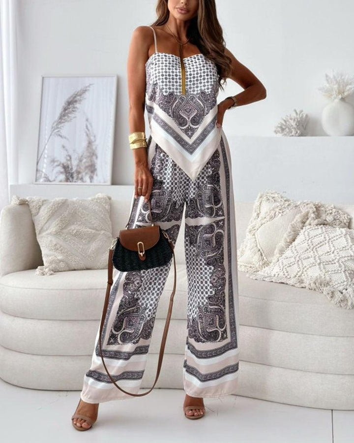 Ianthe™ - Vacation Ready Stylish Lace-Up Vest & Pants Two-Piece Set Dress