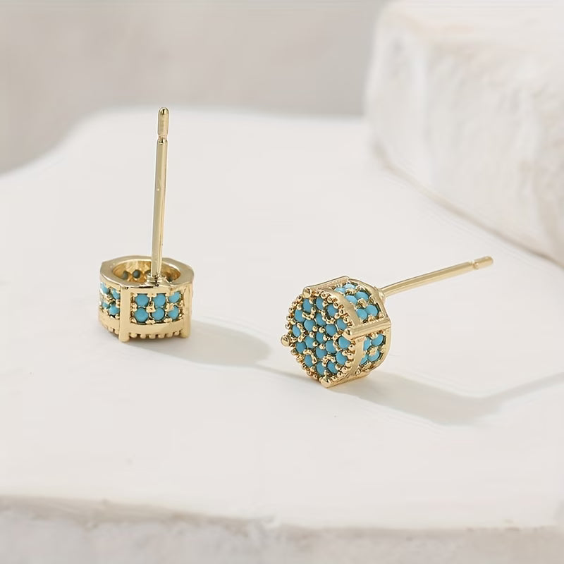 MARGOT - Gilded Turquoise Stud Earrings