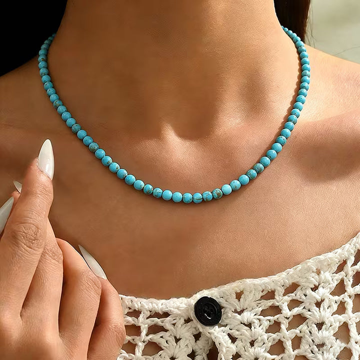 DELPHINE - Classic Turquoise Bead Necklace