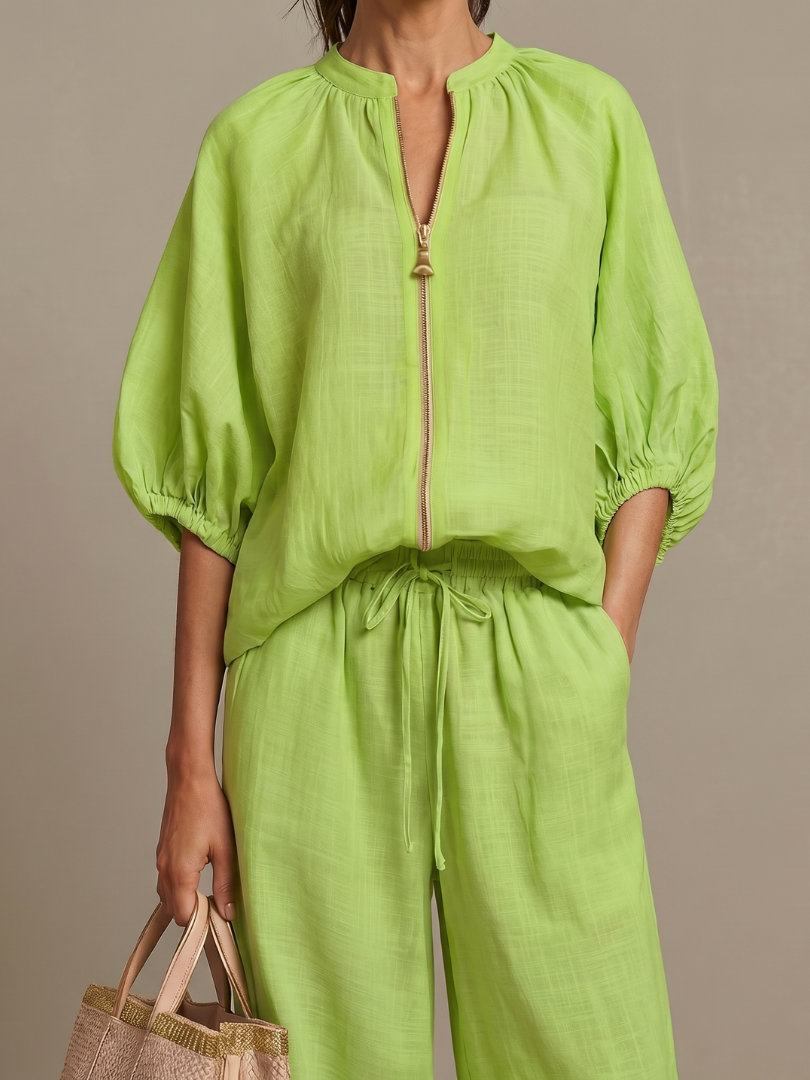 VERONA™ - Zip Blouson & Wide-Leg Pant Set