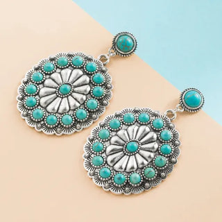 PHILIPPA - Turquoise & Pearl Medallion Earrings