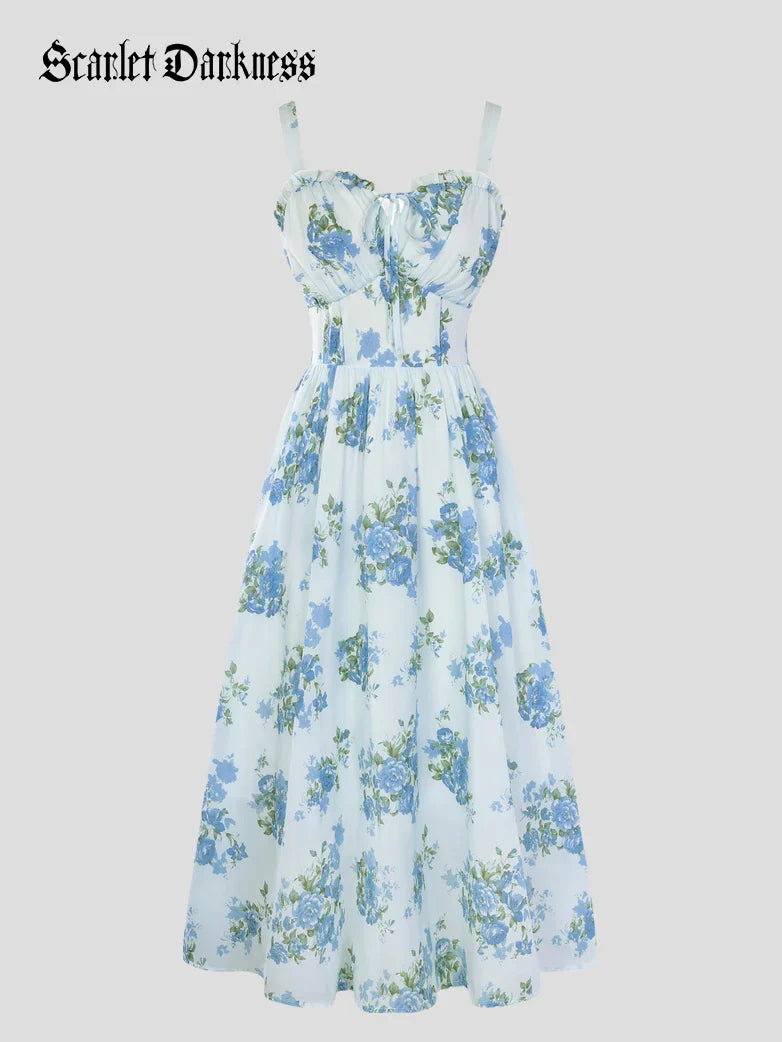 EDITH™ - Floral Corset Milkmaid Dress