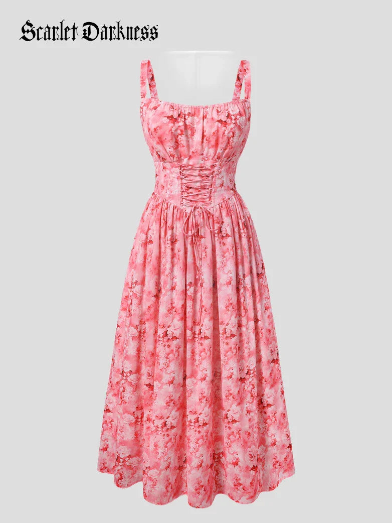 GENEVIEVE™ - Floral Chiffon Flared Sundress