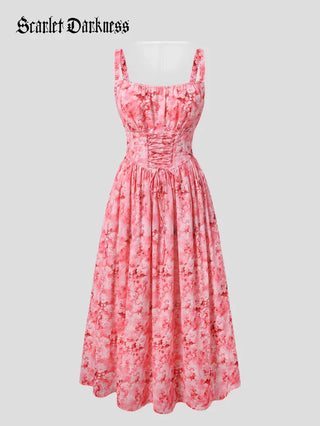 GENEVIEVE™ - Floral Chiffon Flared Sundress