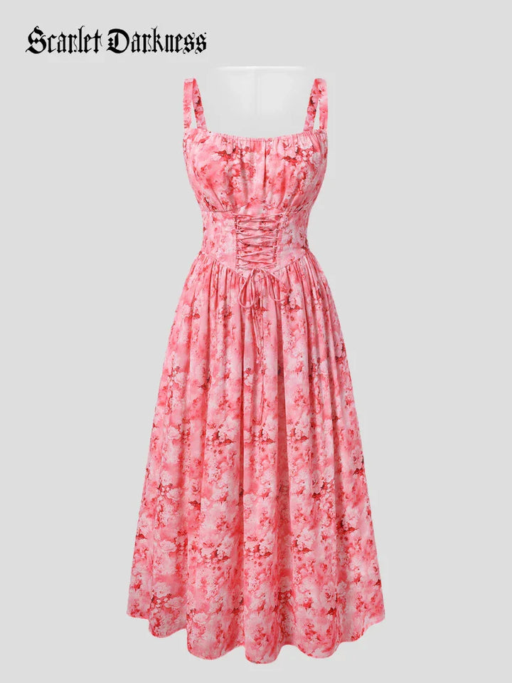 GENEVIEVE™ - Floral Chiffon Flared Sundress