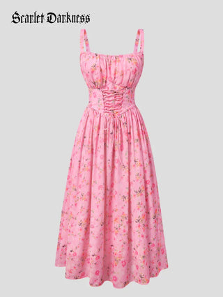 GENEVIEVE™ - Floral Chiffon Flared Sundress