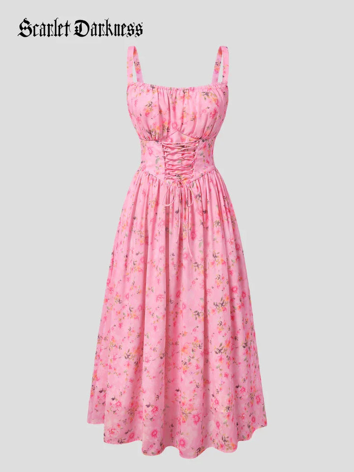 GENEVIEVE™ - Floral Chiffon Flared Sundress