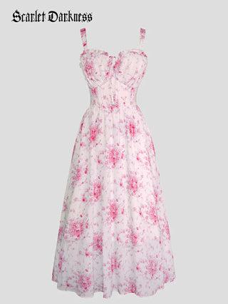 EDITH™ - Floral Corset Milkmaid Dress
