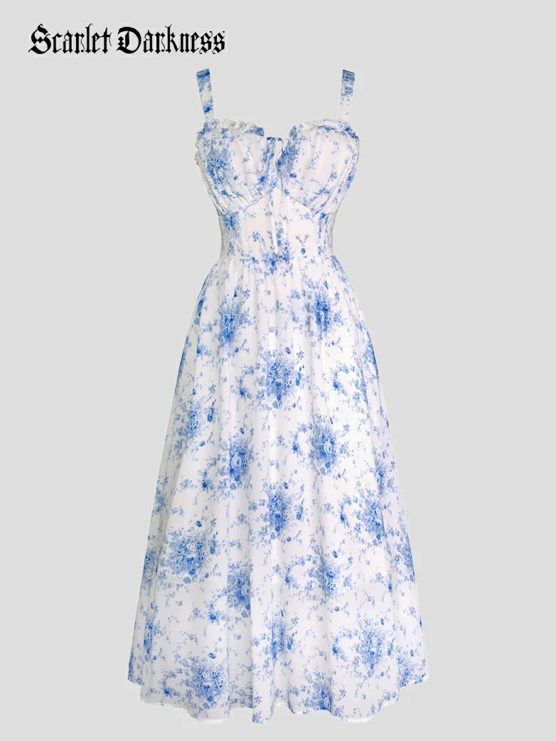 EDITH™ - Floral Corset Milkmaid Dress