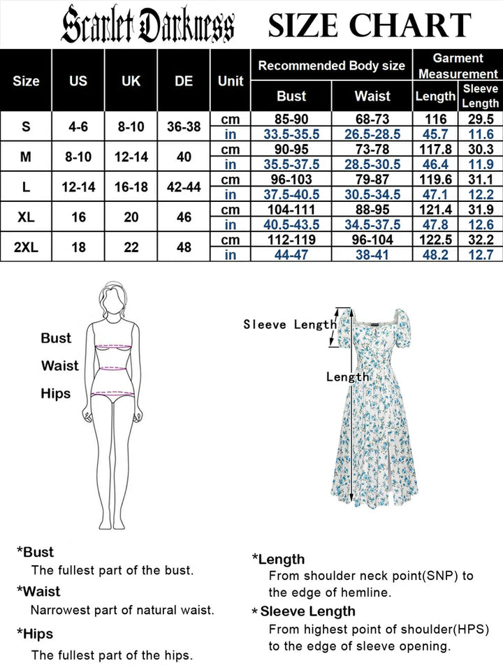 Victorian Spring Slit Party Sundress with Pockets