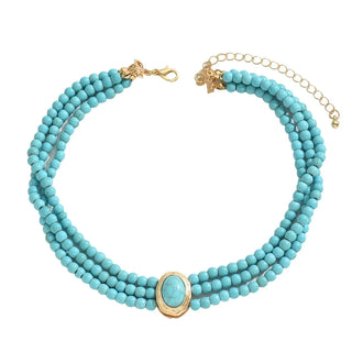PAULINE - Vintage Turquoise Beaded Necklace