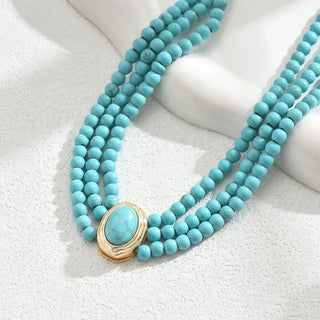 PAULINE - Vintage Turquoise Beaded Necklace