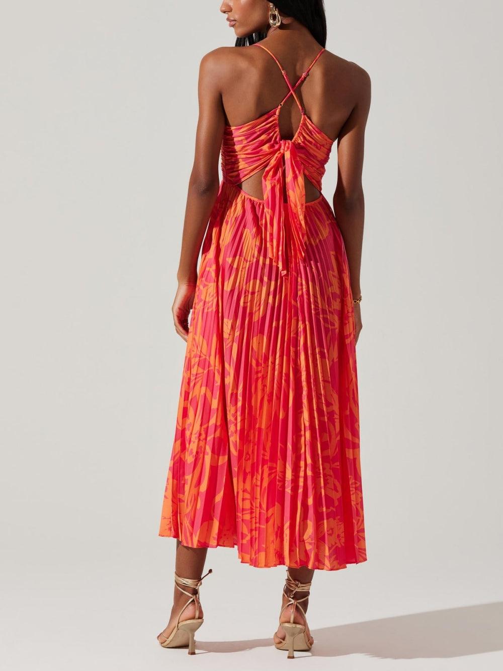 Seren™ - Coastal Chic Elegant Floral Print Pleats Midi Dress Collection