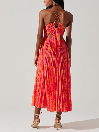 Seren™ - Coastal Chic Elegant Floral Print Pleats Midi Dress Collection